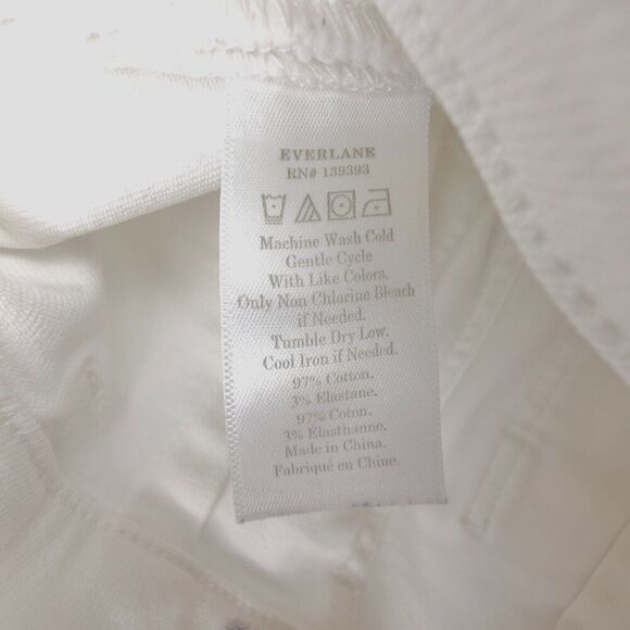 EVERLANE Minimal High Rise Wide Leg Cropped Utility Pant Culotte Jeans White 0 - Picture 7 of 7